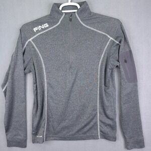 PING Sensor Cool Pullover 1/4 Zip Golf Shirt Gray Striped Small Polyester Active